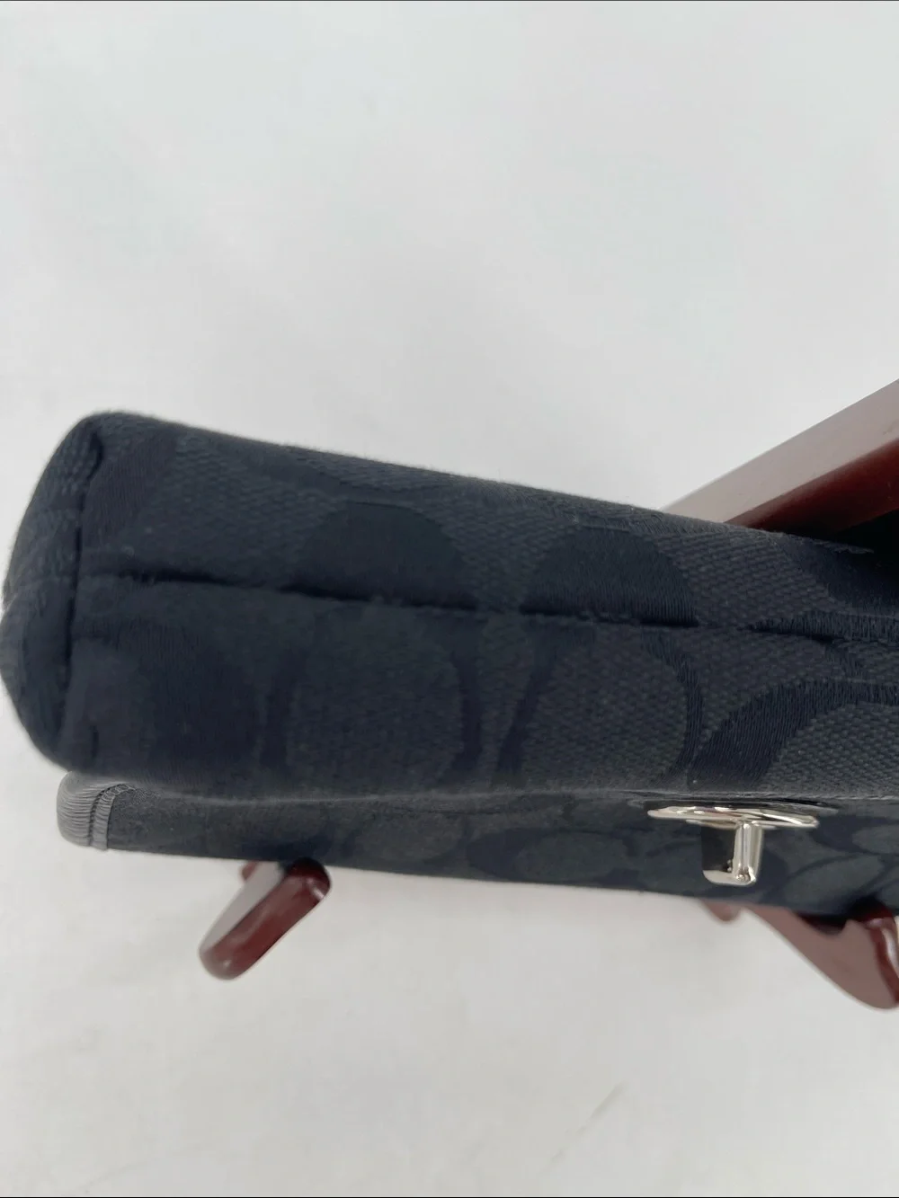Vintage Coach Signature Black Canvas Turn-Lock Wristlet/Clutch